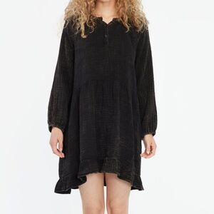 LACAUSA Keyla Gray Gauze Long Sleeve Dress